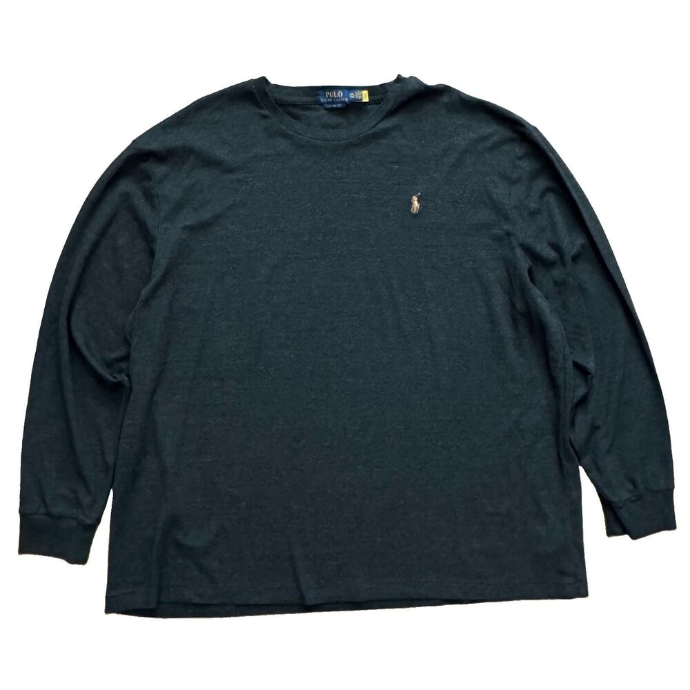 Polo Ralph Lauren Shirt Mens XXL Long Sleeve Classic Fit Flesh Pony Dark Gray